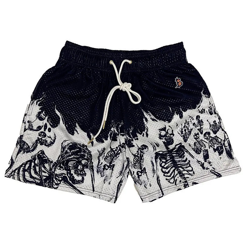 SNKRD SkullRush™ Fast-Dry Shorts – Embroidered Skull Streetwear