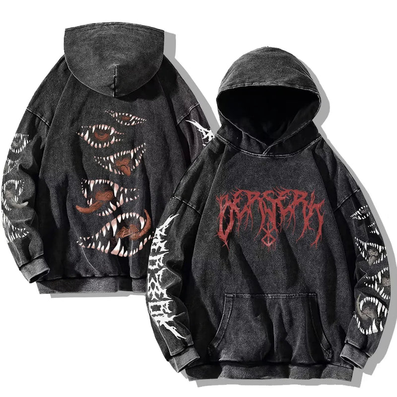 SNKRD GothicGrin™ Vintage Hoodie – Washed Oversized Y2K Pullover