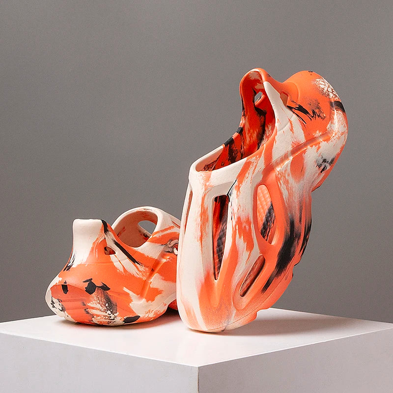 SNKRD FoamFlow™ Hollow Slides – Soft EVA Tie-Dye Non-Slip Summer Slippers (36–47)